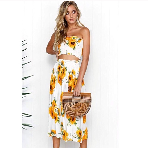 Dresses & Skirts - Sunflower Maxi Two Piece Tube Top Set